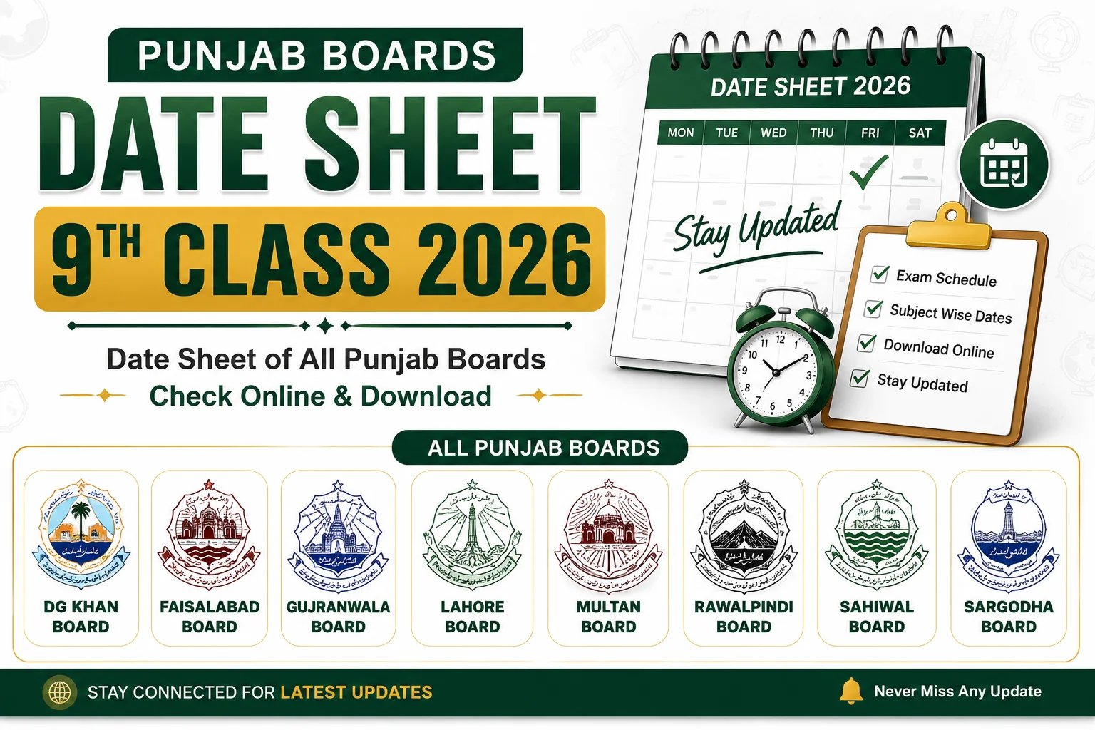 Punjab Board Date sheet 2026