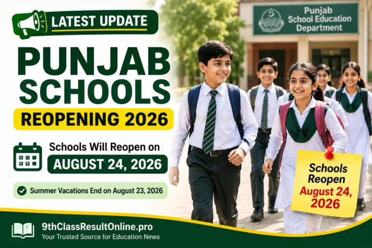 Punjab Schools Reopening 2026 – Schools Open August 24