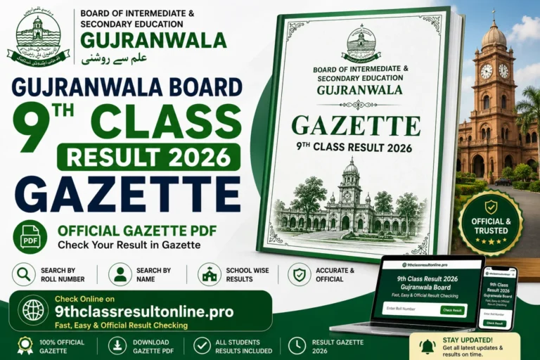 BISE Gujranwala 9th Class Result Gazette 2026
